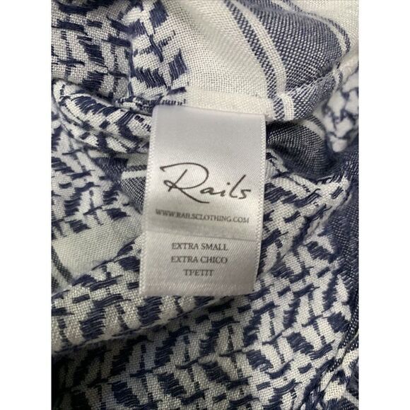 rails womens blue white v neck long sleeve sweater top xs - Picture 4 of 5